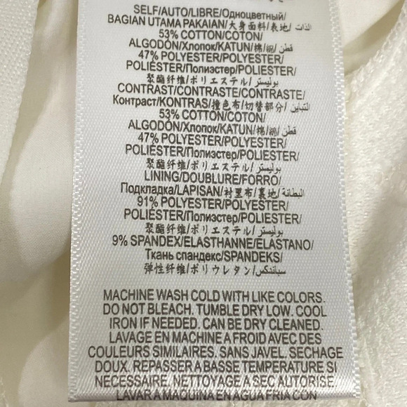 BCBGMaxAzria White Isabel V-Neck Lace Draped Side Peplum Mini Dress Size 2 - Picture 9 of 9